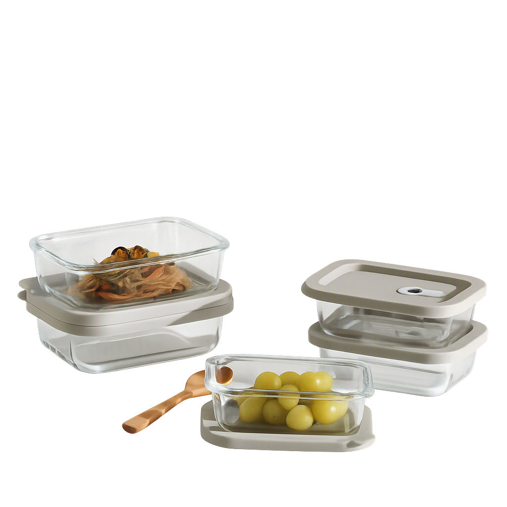 COR167 Corelle Coordinates Silicone Glass Airtight Container Rectangular Set of 5