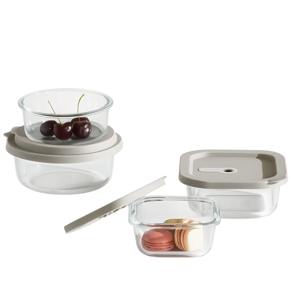 COR168 Corelle Coordinates Silicone Glass Airtight Container Mixed Set of 4