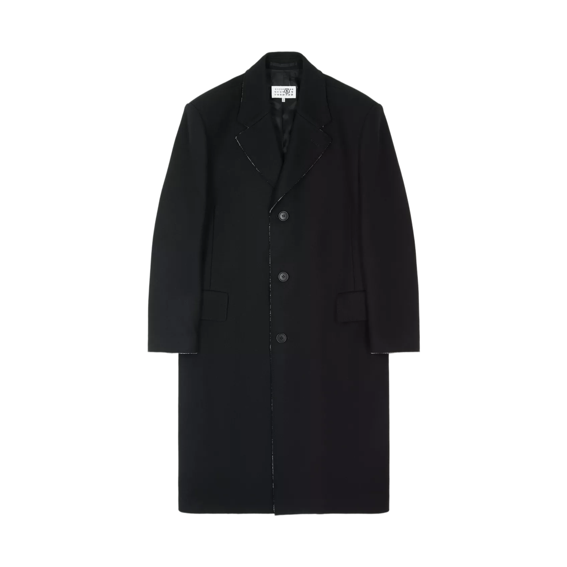 SH0AA0027S52207900 MM6 Maison Margiela Wool Felt Single Breasted Coat Black