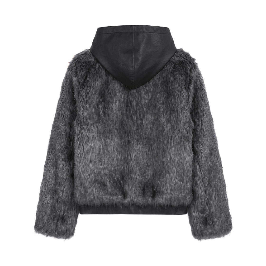 분트 퍼지 레더 퍼 후드 집업 그레이(VOONT Fuzzy Leather Fur Hood Zip-Up (GRAY)) - 2