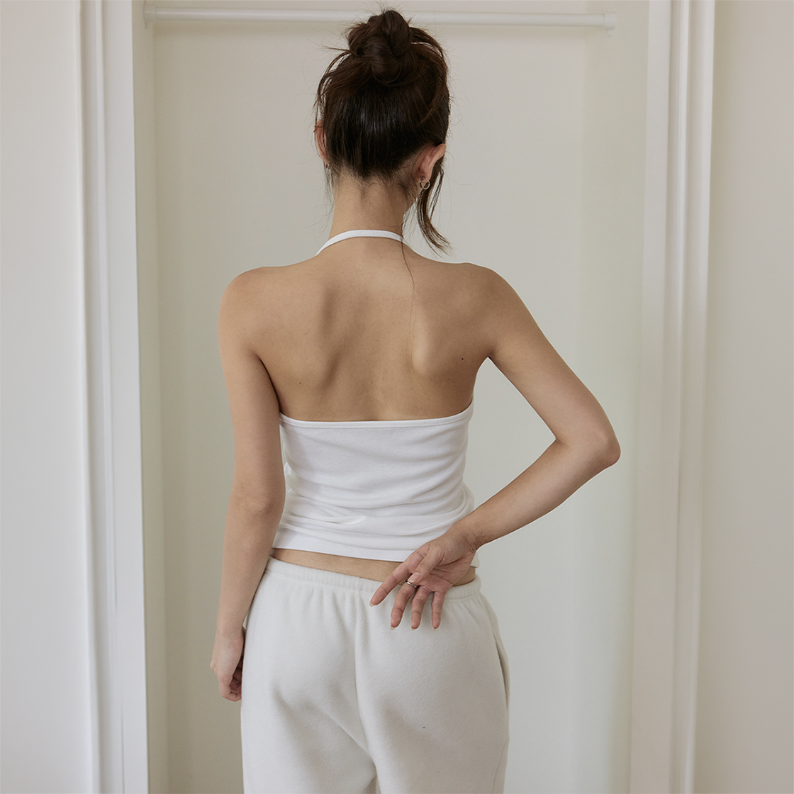 로제프란츠 홀터넥 레이어드 탱크탑 [아이보리](Rosefrantz Halter Neck Layered Tank Top [Ivory]) - 4