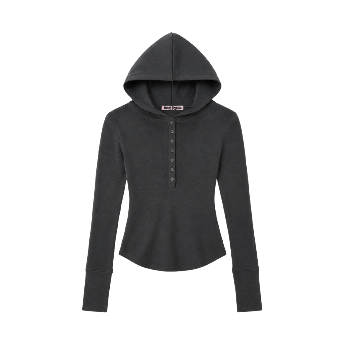 RS26WSW103CRC Rosefrantz Slim-Fit Henley Asymmetric Hem Hoodie [Charcoal]
