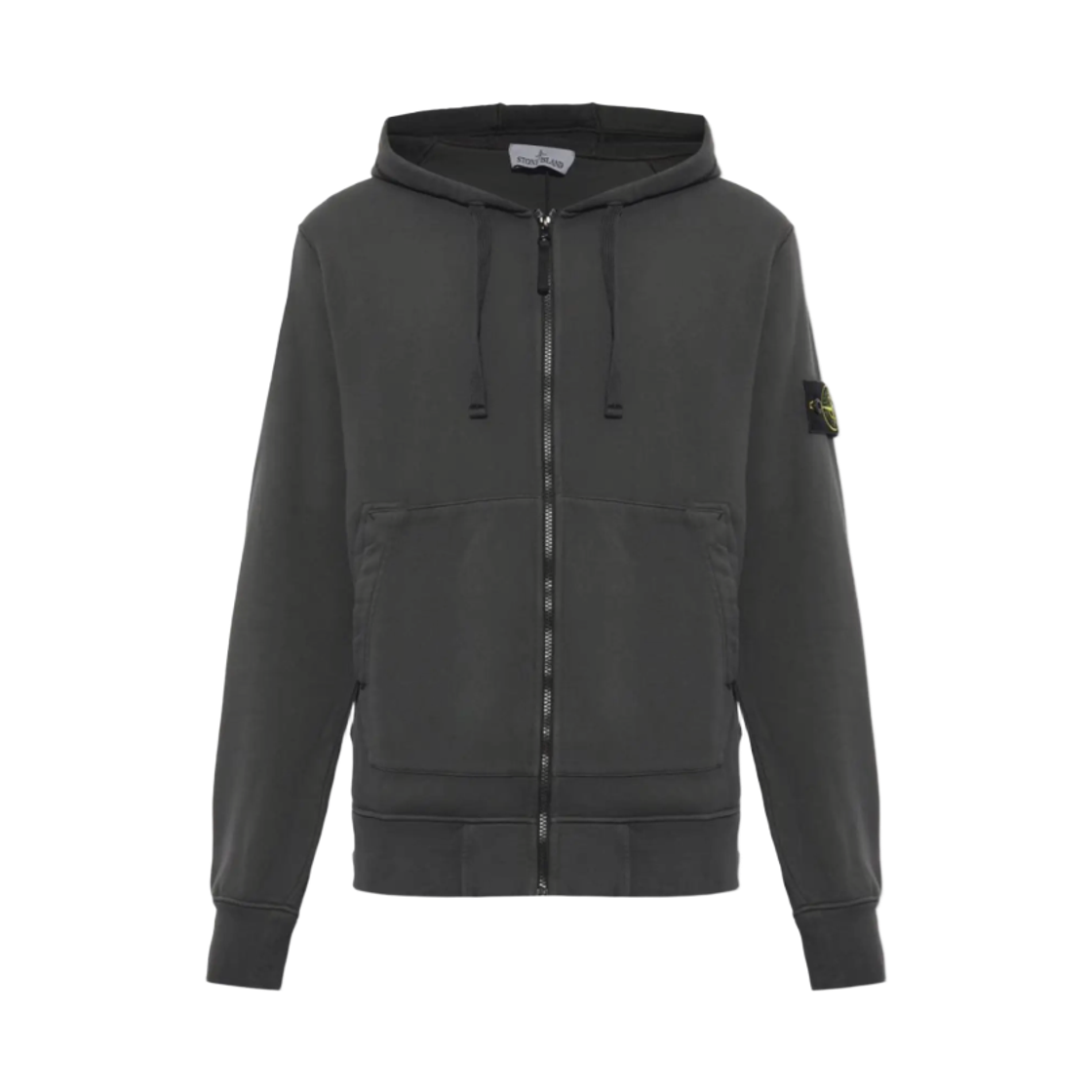 L2S1561000-61S0051-V0062 Stone Island 6100061 Organic Cotton Fleece Regular Zip-Up Hooded Sweatshirt Lead Grey - 26FW