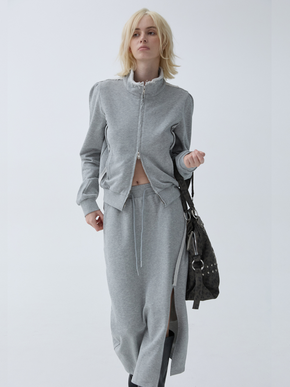 아크무어 그런지 컷오프 스웨트 롱스커트 그레이(ARCMOOR Grunge Cut-off Sweat Long Skirt Grey) - 6