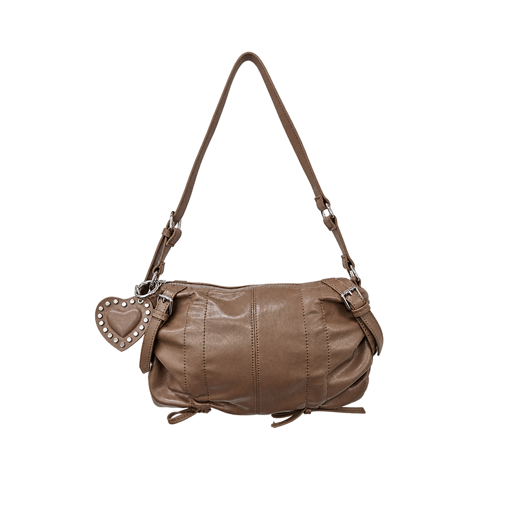 A26FW8002LB ARCMOOR Barrel Ruched Shoulder Bag Light Brown