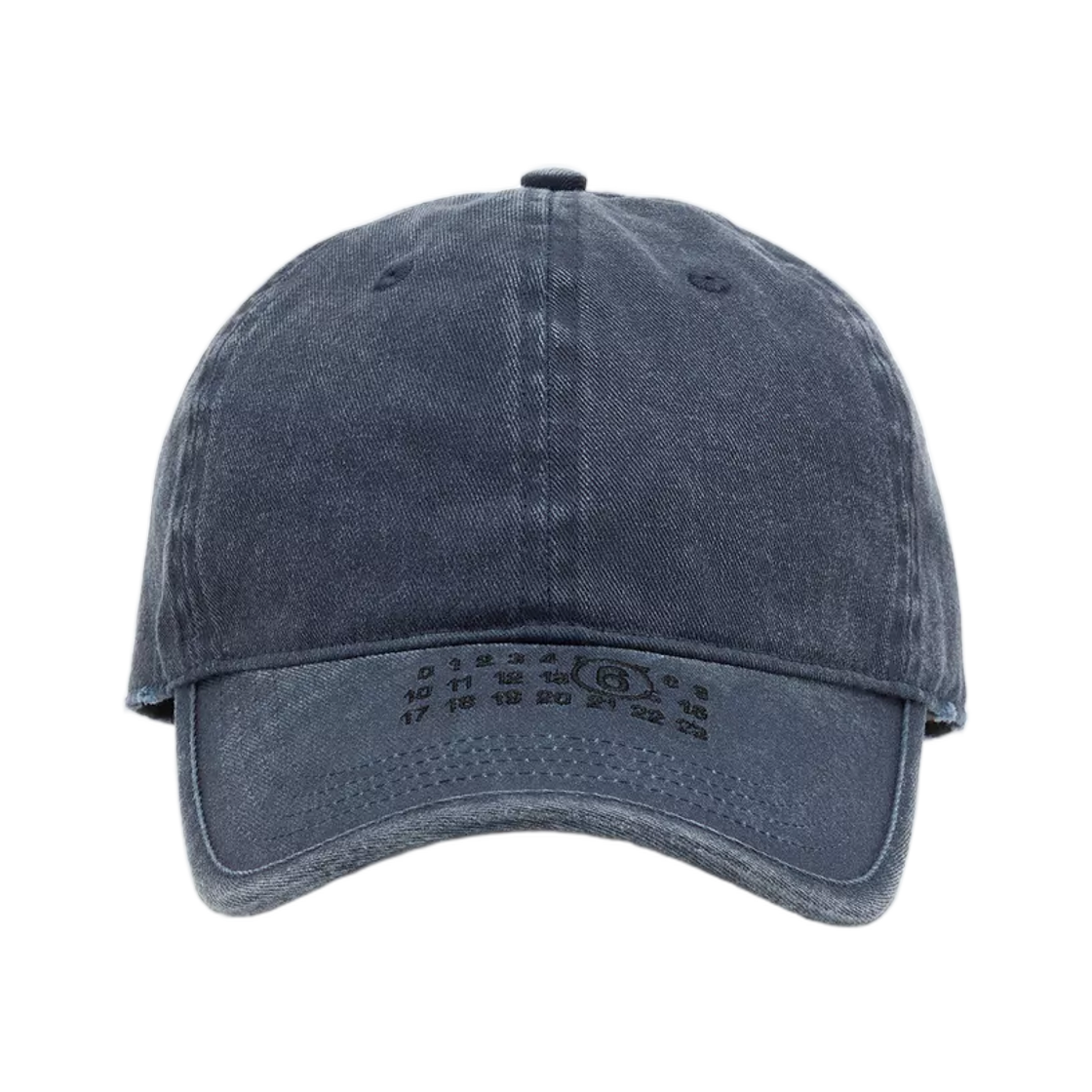 S62TC0046M13318477 (W) MM6 Maison Margiela Numeric Washed Cotton Cap Navy Blue