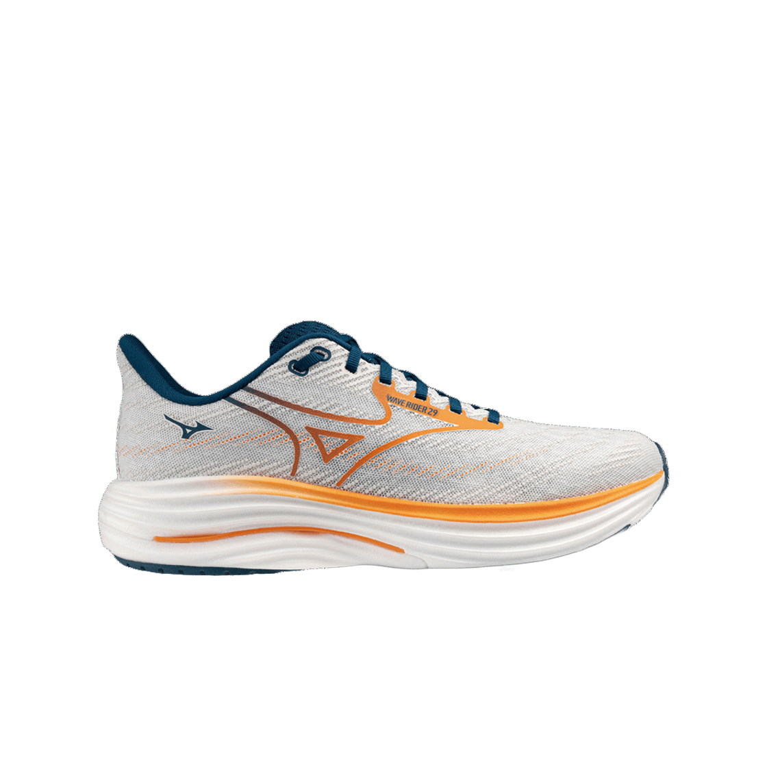 J1GC250458 Mizuno Wave Rider 29 SW White Orange - 4E Super Wide