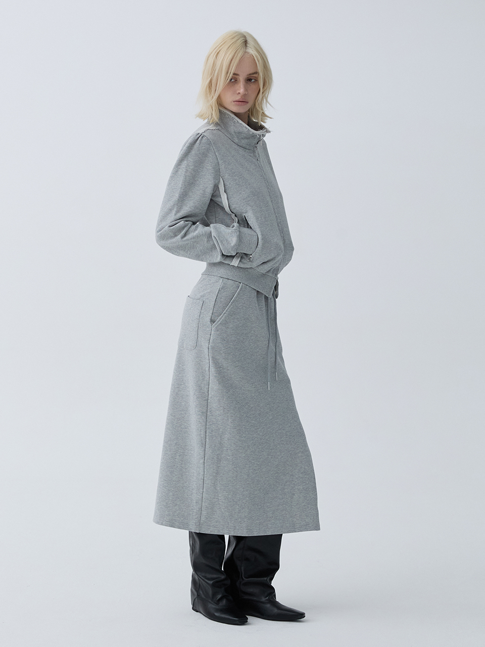 아크무어 그런지 컷오프 스웨트 롱스커트 그레이(ARCMOOR Grunge Cut-off Sweat Long Skirt Grey) - 3