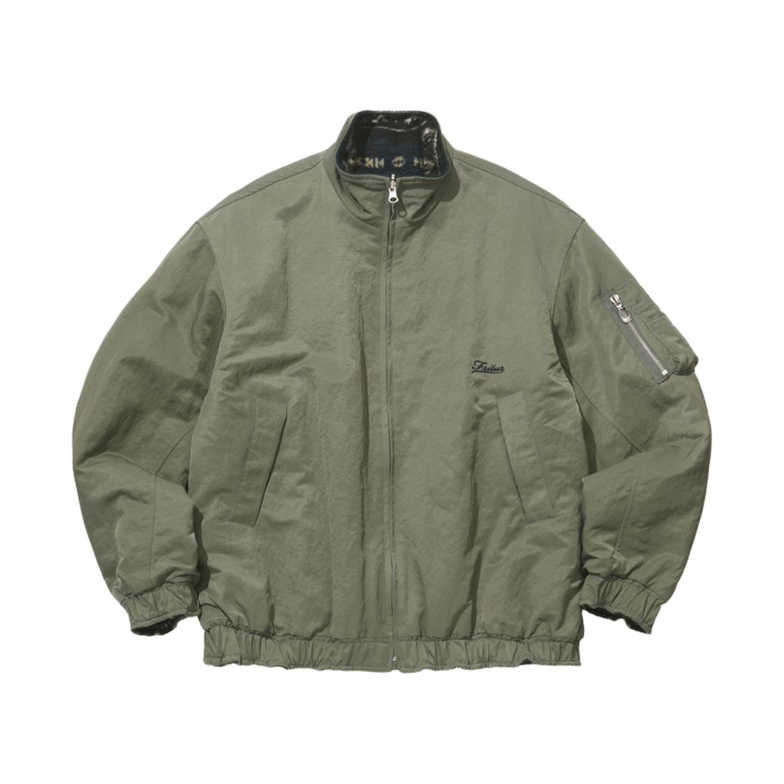 F263JK23 FRITUR Reversible Pattern Bomber Jacket Khaki