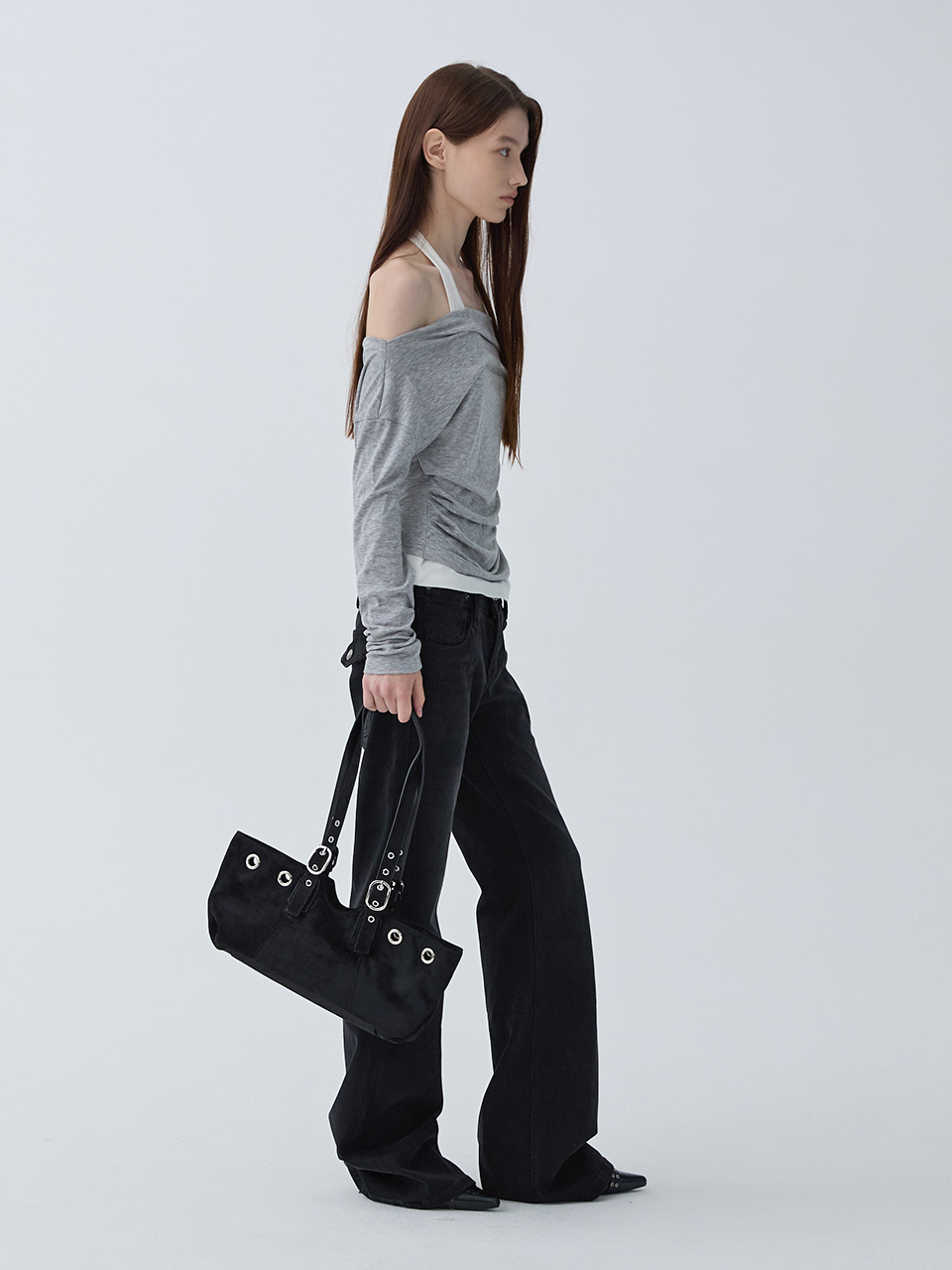 아크무어 아일렛 버클 숄더백 블랙(ARCMOOR Eyelet Buckle Shoulder Bag Black) - 3