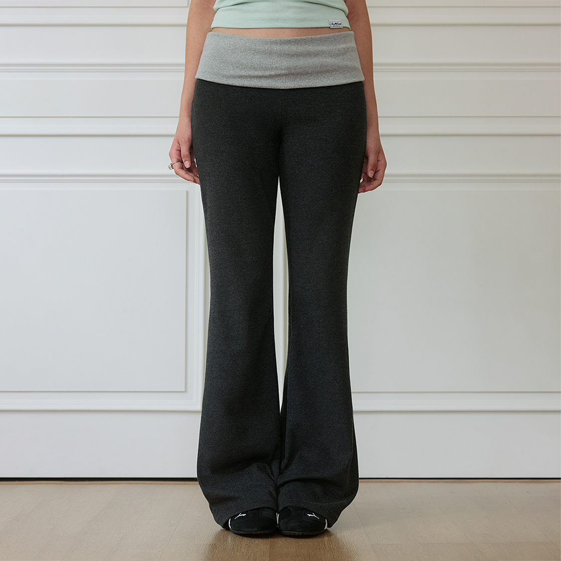 로제프란츠 폴드오버 웨이스트밴드 플레어 팬츠 [차콜](Rosefrantz Fold-Over Waistband Flare Pants [Charcoal]) - 2