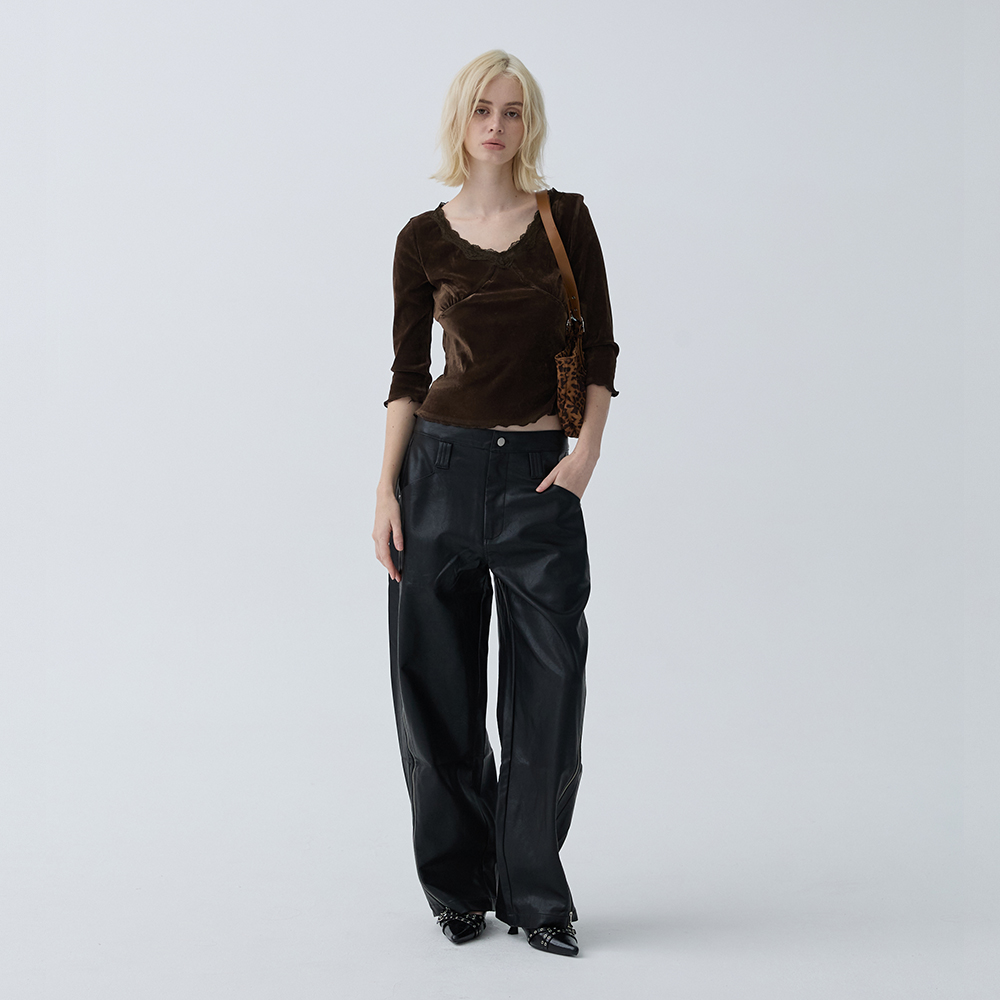 아크무어 글램 벨벳 7부 티셔츠 브라운(ARCMOOR Glam Velvet 3/4 Sleeve T-Shirt Brown) - 5