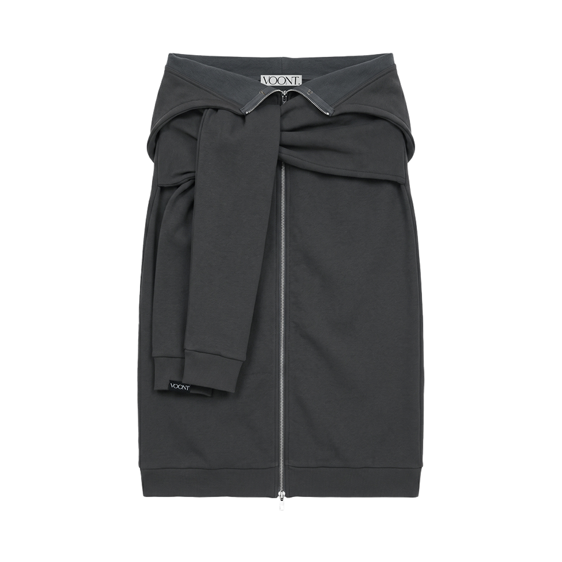 분트 타이업 드레이프드 스커트 다크 그레이(VOONT Tie-Up Draped Skirt (DARK GRAY))