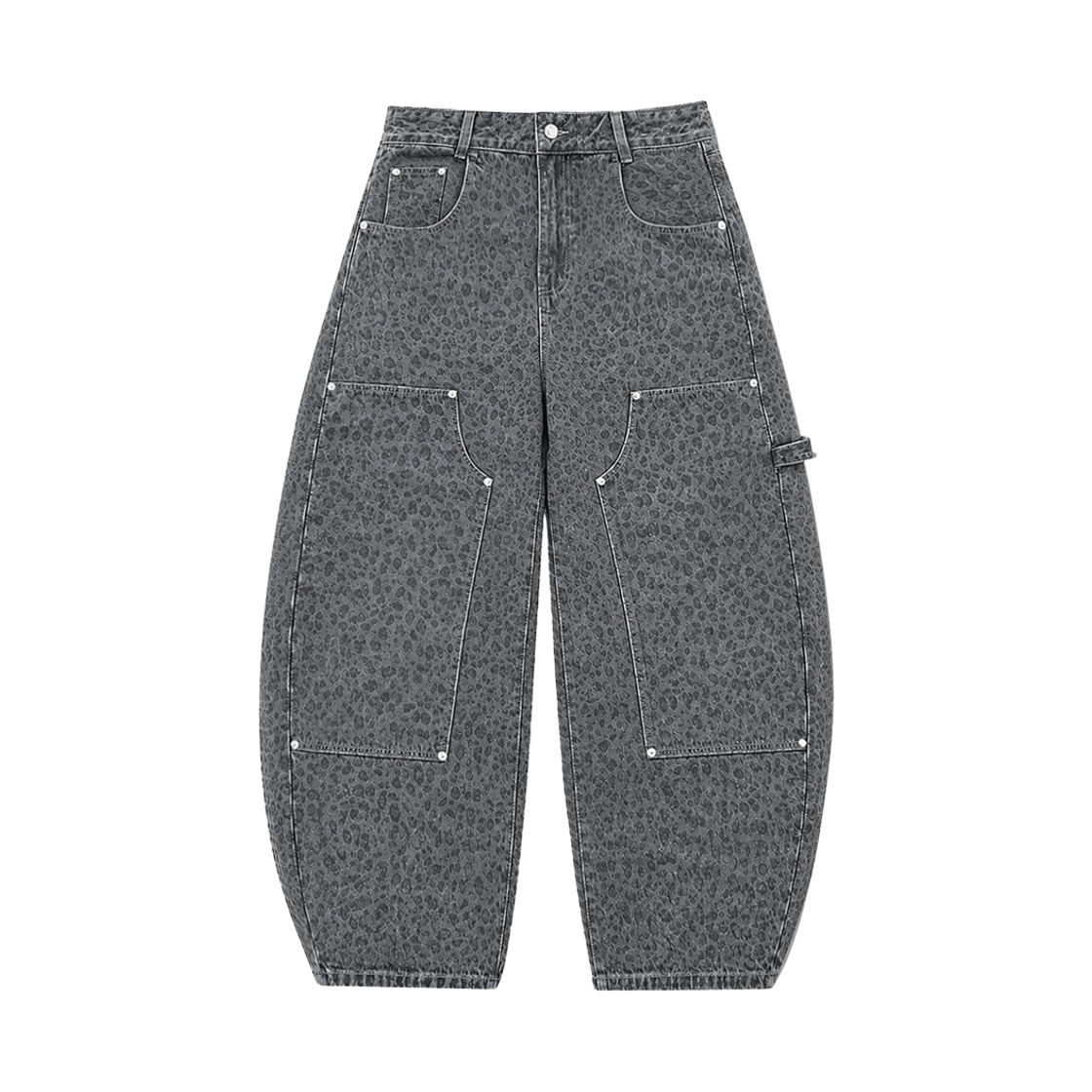 26FV007 VENHIT Leopard Carpenter Balloon-Fit Denim Pants