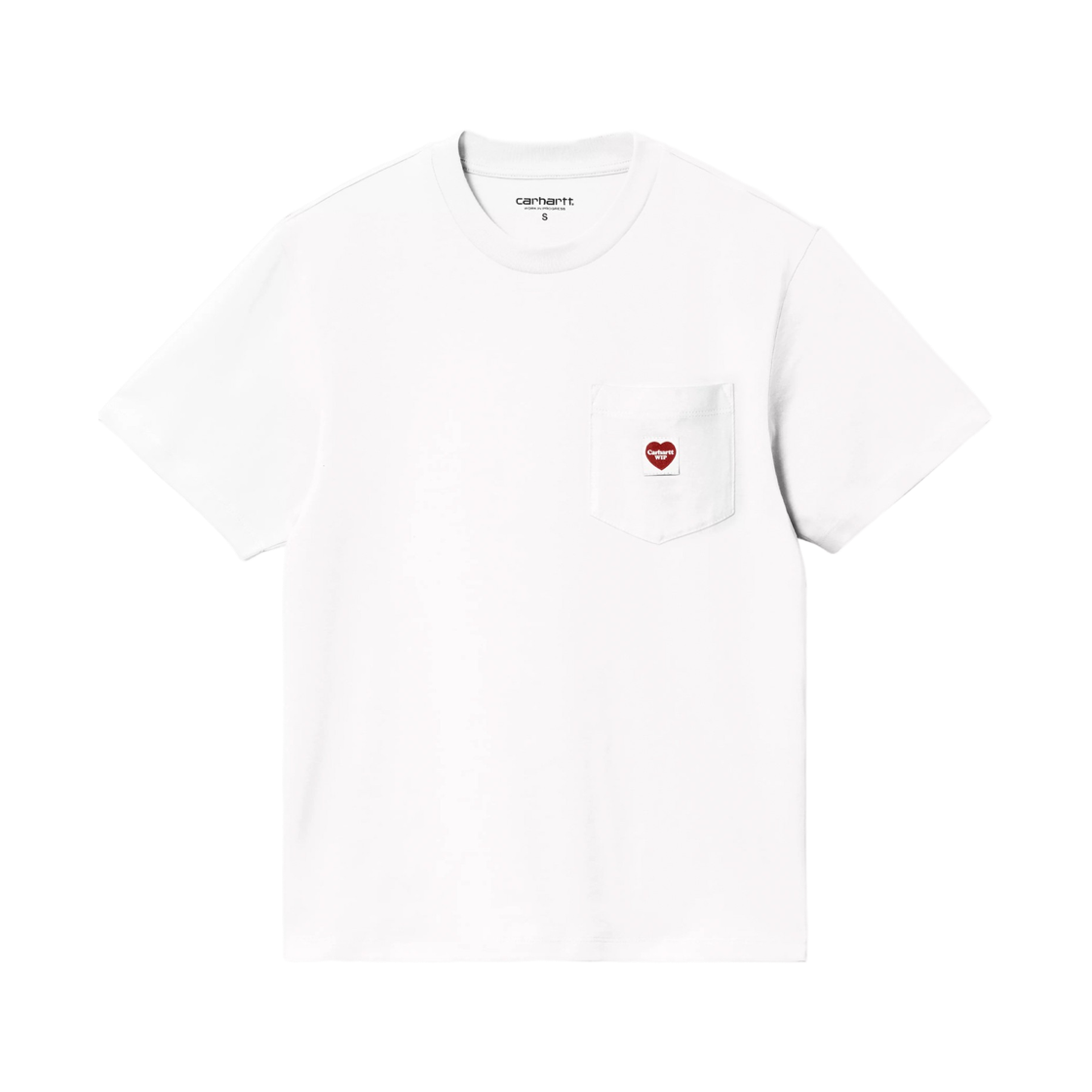 I037166-1WZ-XX (W) Carhartt WIP S/S Pocket Small Heart T-Shirt White Red