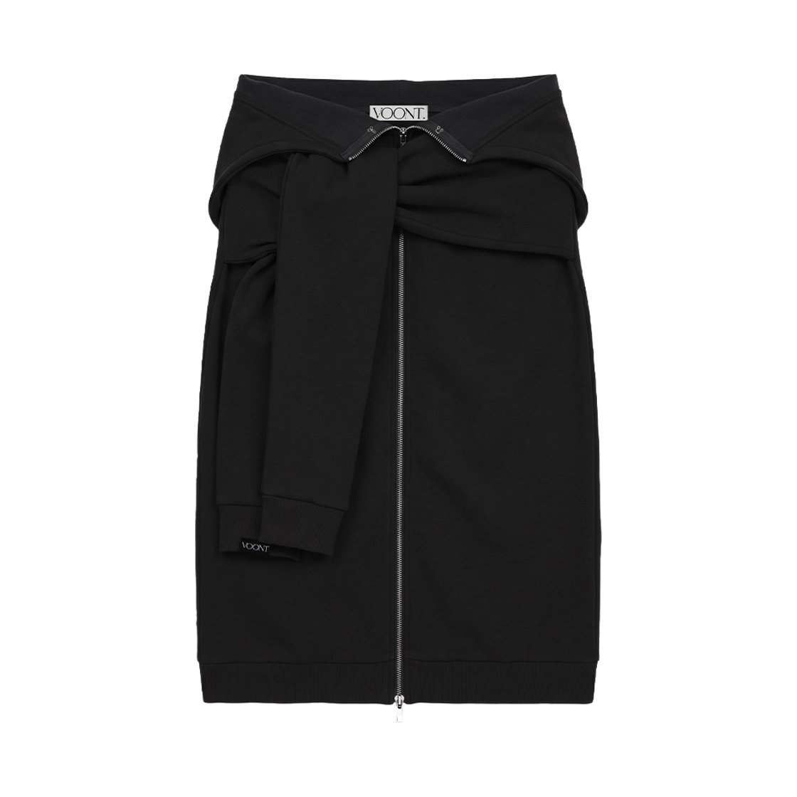 분트 타이업 드레이프드 스커트 블랙(VOONT Tie-Up Draped Skirt (BLACK))