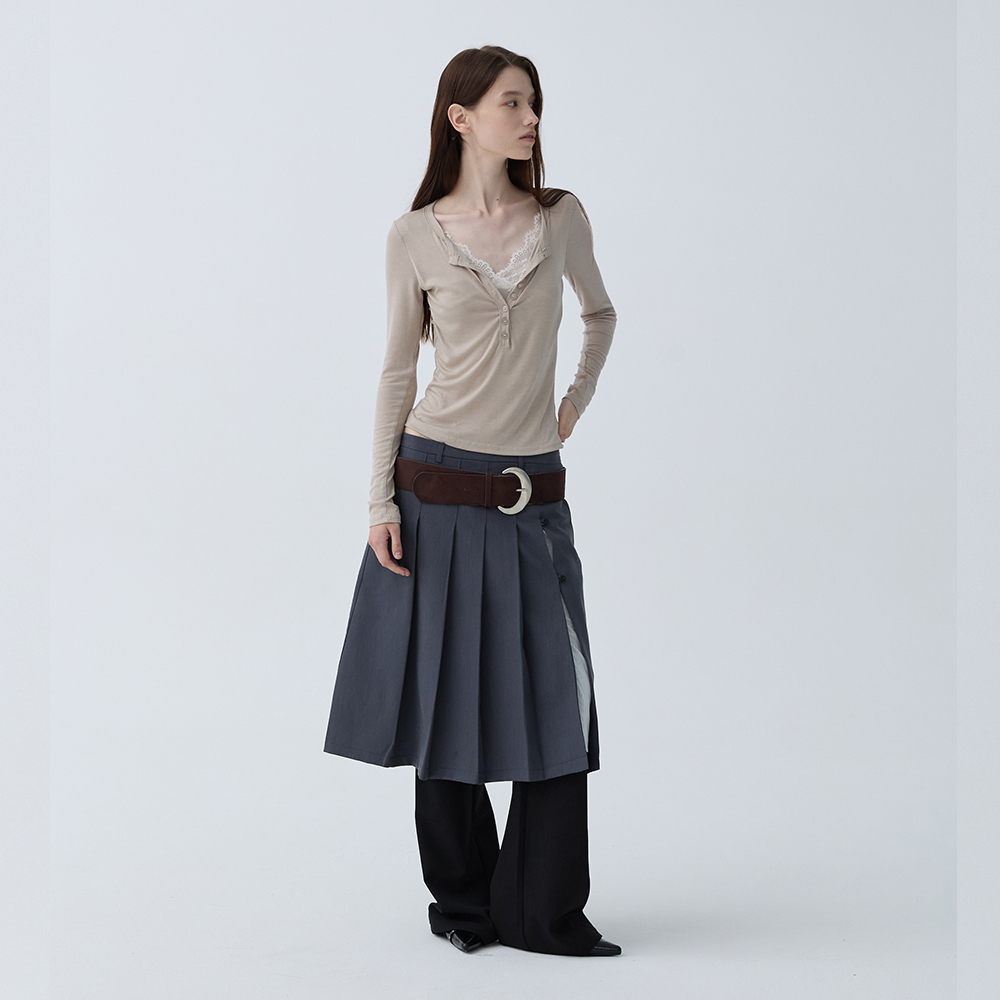 아크무어 뎁스 헨리넥 탑 베이지(ARCMOOR Depth Henley Neck Top Beige) - 3
