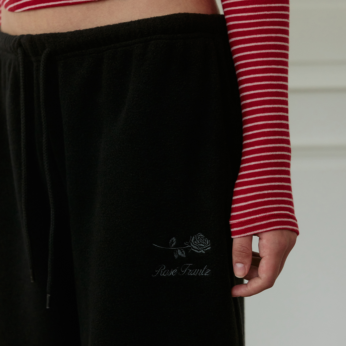 로제프란츠 플리스 와이드 스웨트 팬츠 [블랙](Rosefrantz Fleece Wide-Leg Sweatpants [Black]) - 5