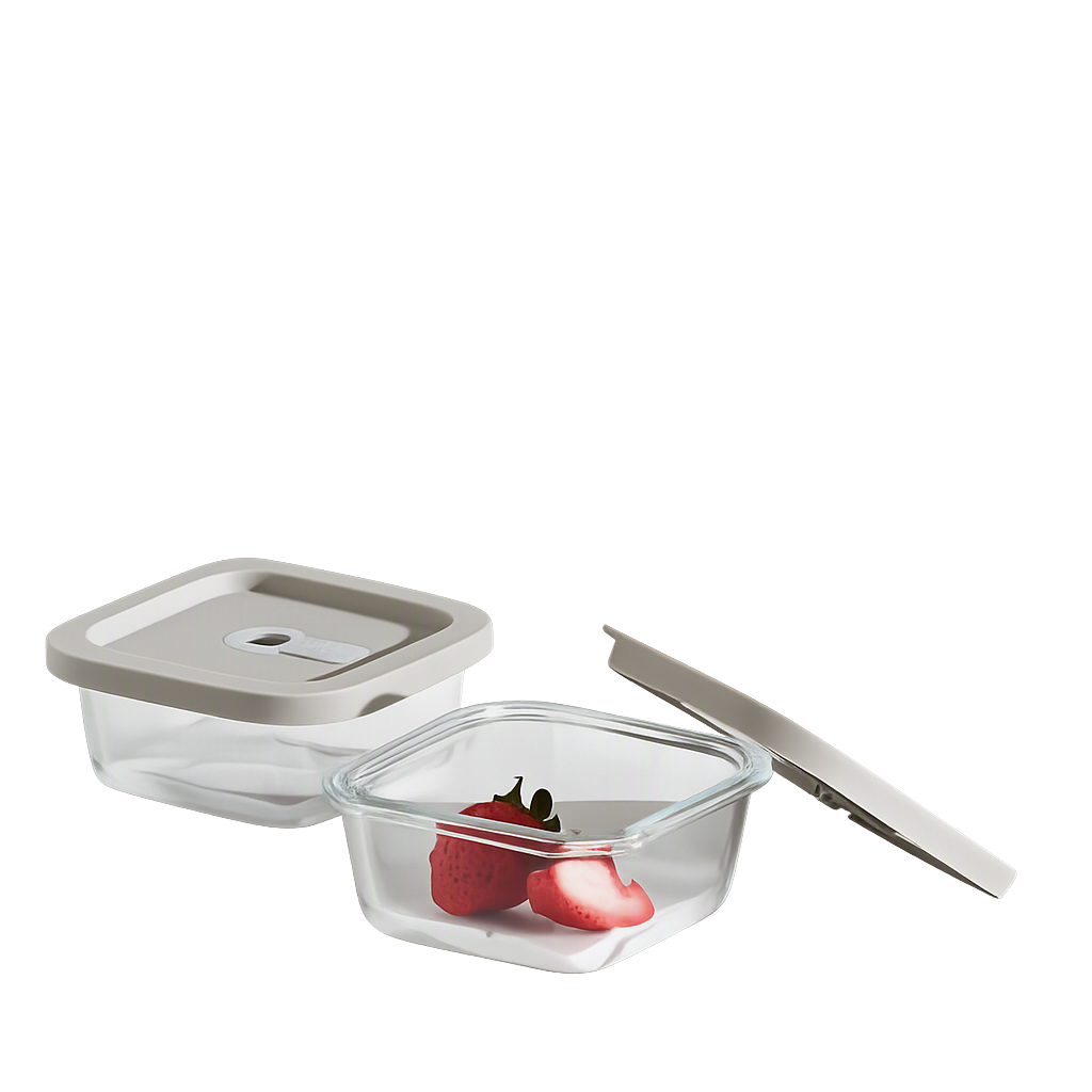 COR163 Corelle Coordinates Silicone Glass Airtight Container Square Set of 2
