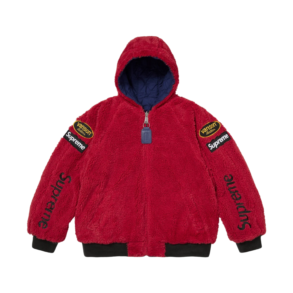 - Supreme x Vanson Leathers Reversible Quilted Hooded Jacket Navy - 26FW