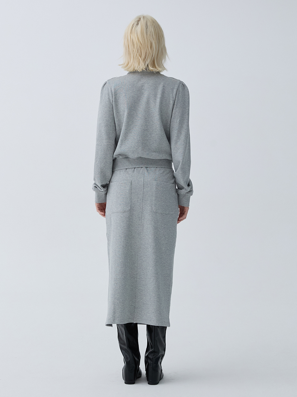 아크무어 그런지 컷오프 스웨트 롱스커트 그레이(ARCMOOR Grunge Cut-off Sweat Long Skirt Grey) - 4