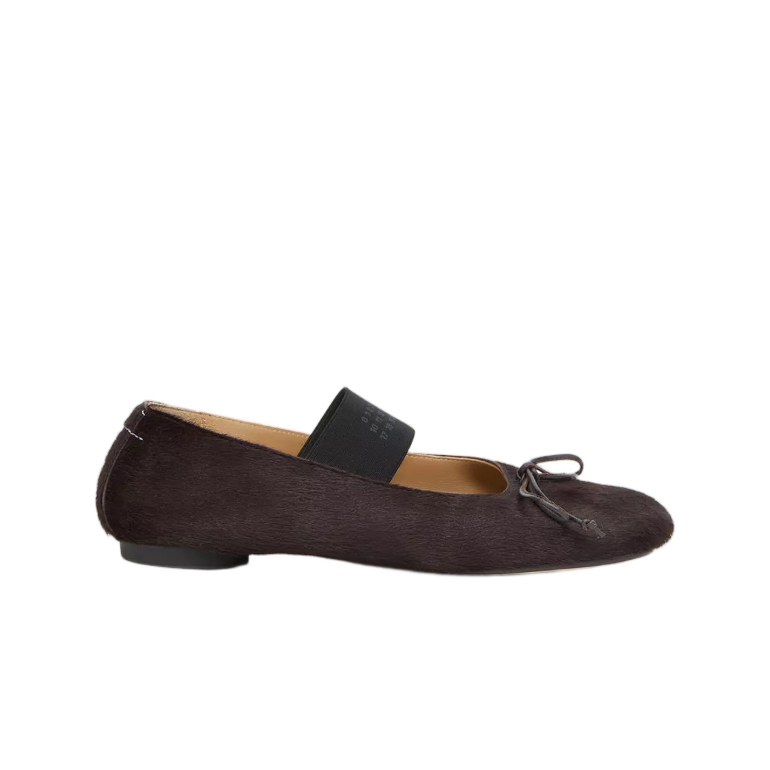 S66WZ0040P7868T2154 (W) MM6 Maison Margiela Numeric Elastic Ballerinas In Ponyhair Tapenade