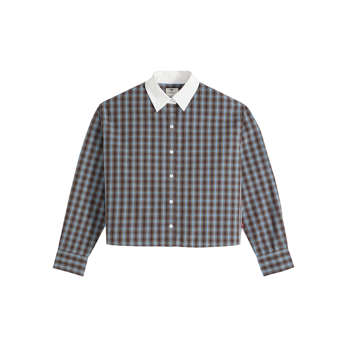 0086W-0000 Levi's Harlie Long-Sleeve Crop Shirt Brown Check