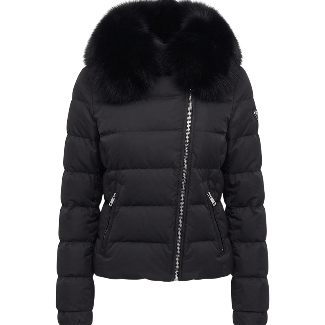 ITRGFEV9T4RN Prada Re-Nylon Triangle Logo Women Short Puffer Jacket