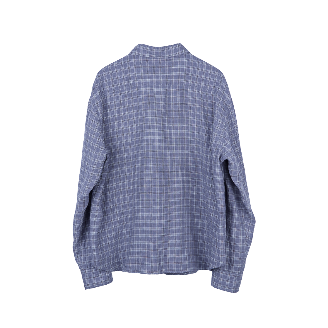 폴리테루 체크 셔츠 (재패니즈 린넨) 블루 그레이(Polyteru Check Shirt (Japanese Linen) Blue Gray) - 2