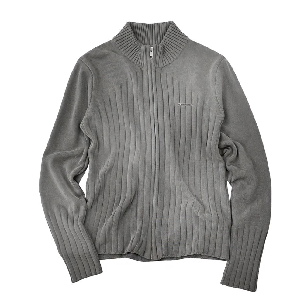MBBFF2ZPU01CH MAINBOOTH Specter Washed Zip-Up Sweater Charcoal