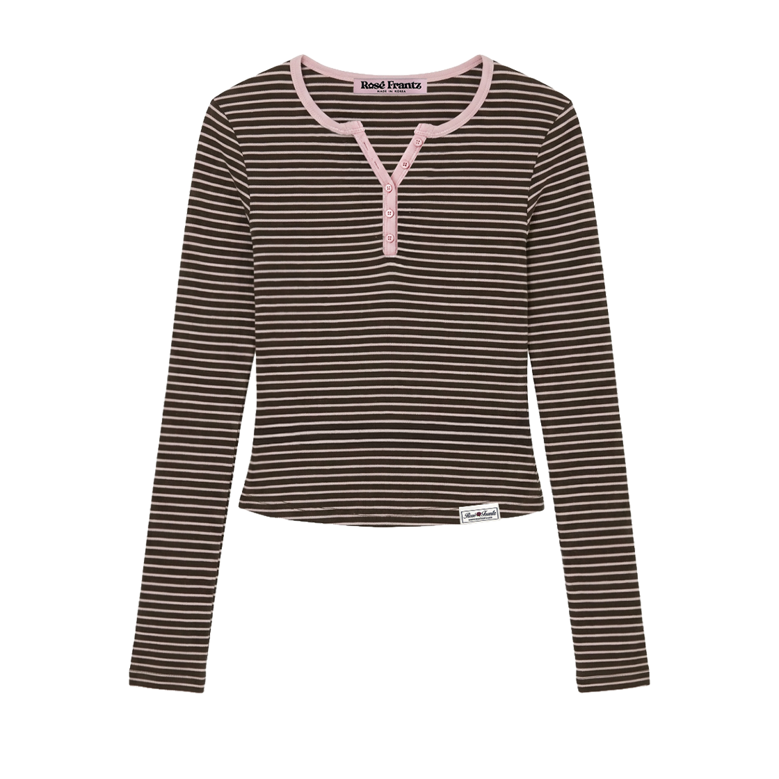 RS26WLS102BRW Rosefrantz Striped Wool Henley Long Sleeve [Brown]