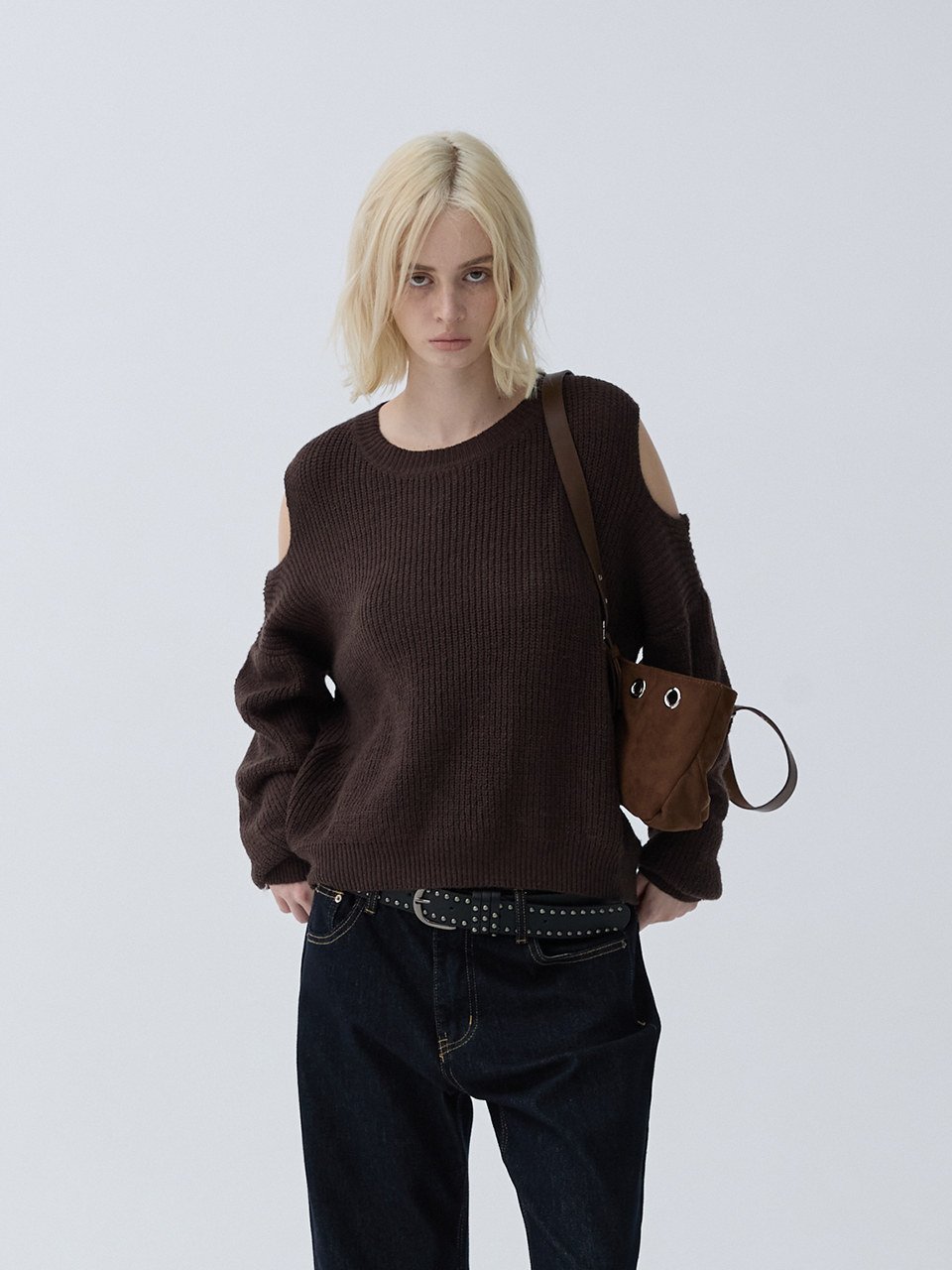 아크무어 슬릿 숄더 니트 브라운(ARCMOOR Slit Shoulder Knit Brown) - 6