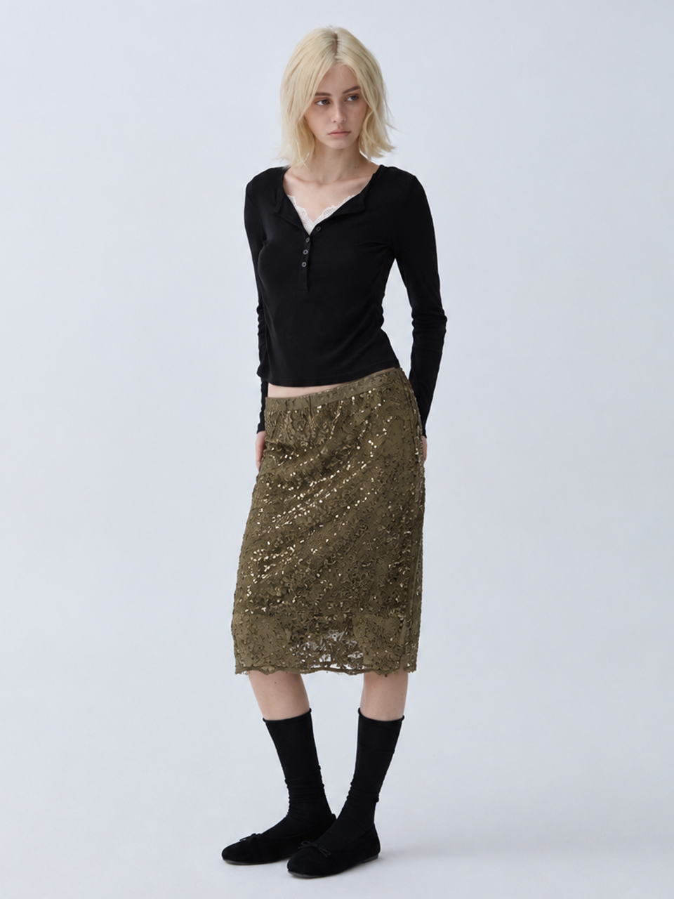 아크무어 글로우 자카드 스커트 골드 브라운(ARCMOOR Glow Jacquard Skirt Gold Brown) - 3