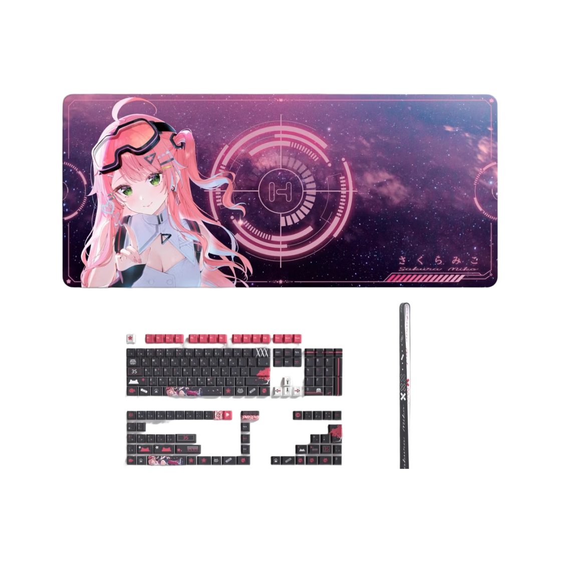 KEY-HYTE-SMB HYTE Y70 Sakura Miko Keycap Desk Pad Set Black