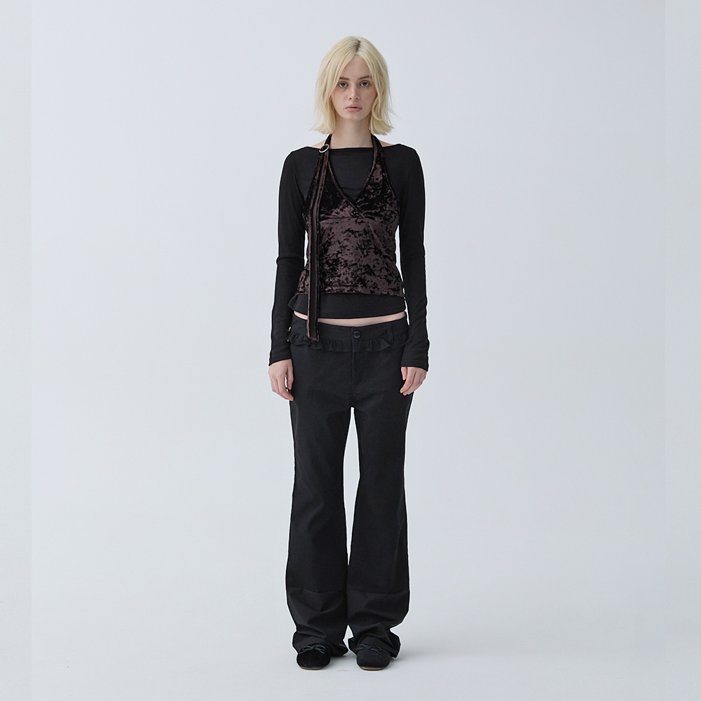 아크무어 러플 헴 부츠컷 블랙진 블랙(ARCMOOR Ruffle Hem Bootcut Black Jeans Black) - 5