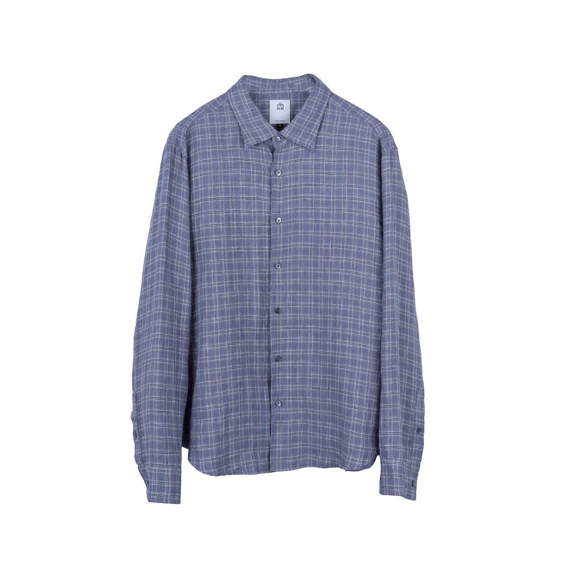 PL6LSH0071AO Polyteru Check Shirt (Japanese Linen) Blue Gray