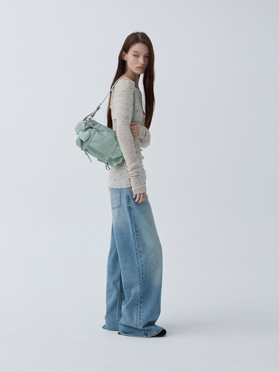 아크무어 케이프 오프넥 니트 톱 멜란지 그레이(ARCMOOR Cape Off-Neck Knit Top Melange Grey) - 2