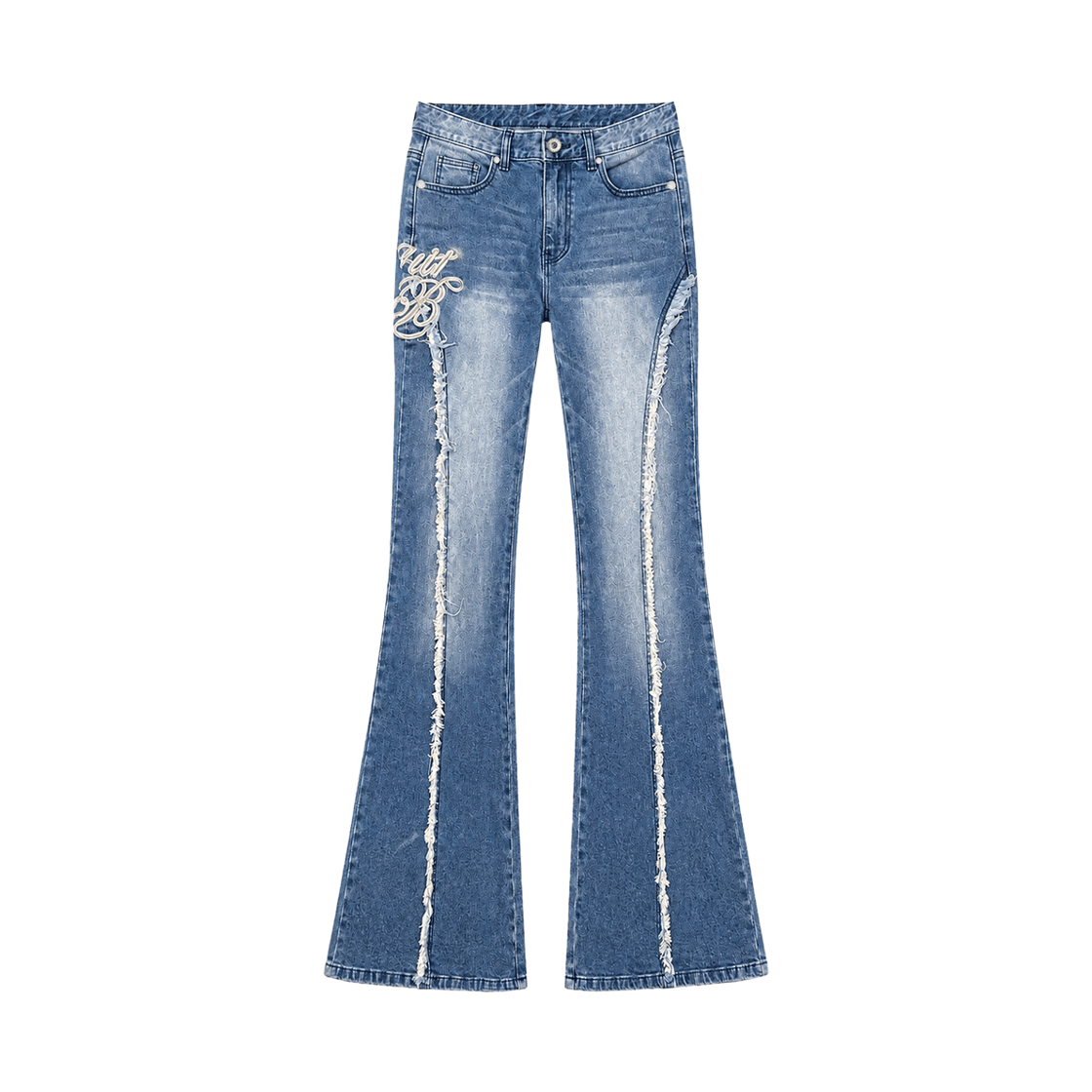 벤힛 셰리프 자수 코튼 부츠컷 팬츠 연청(VENHIT Sheriff Embroidered Cotton Bootcut Pants Light Blue) - 2