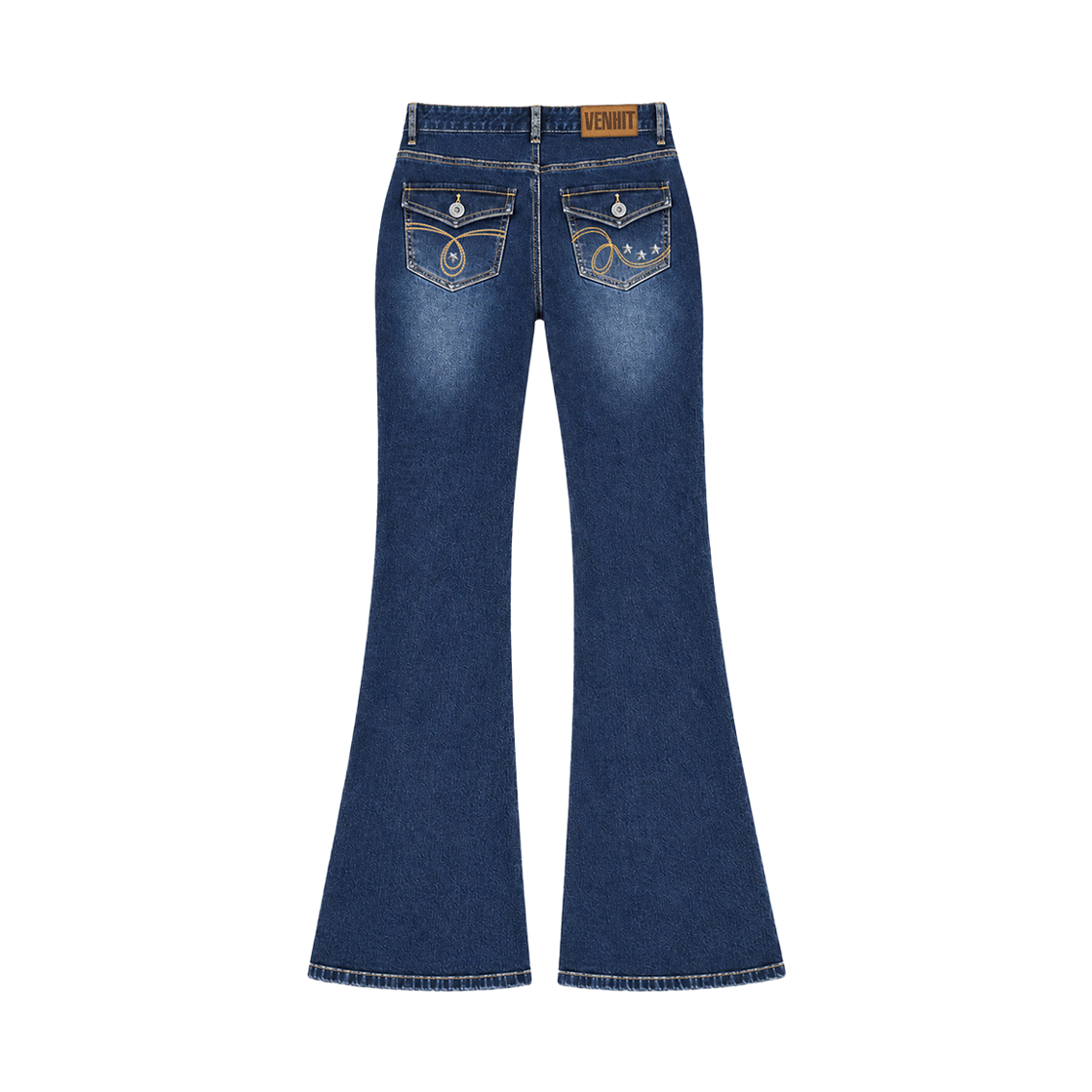 벤힛 백포켓 포인트 부츠컷 데님팬츠 중청(VENHIT Back Pocket Detail Bootcut Denim Pants Mid Blue) - 2