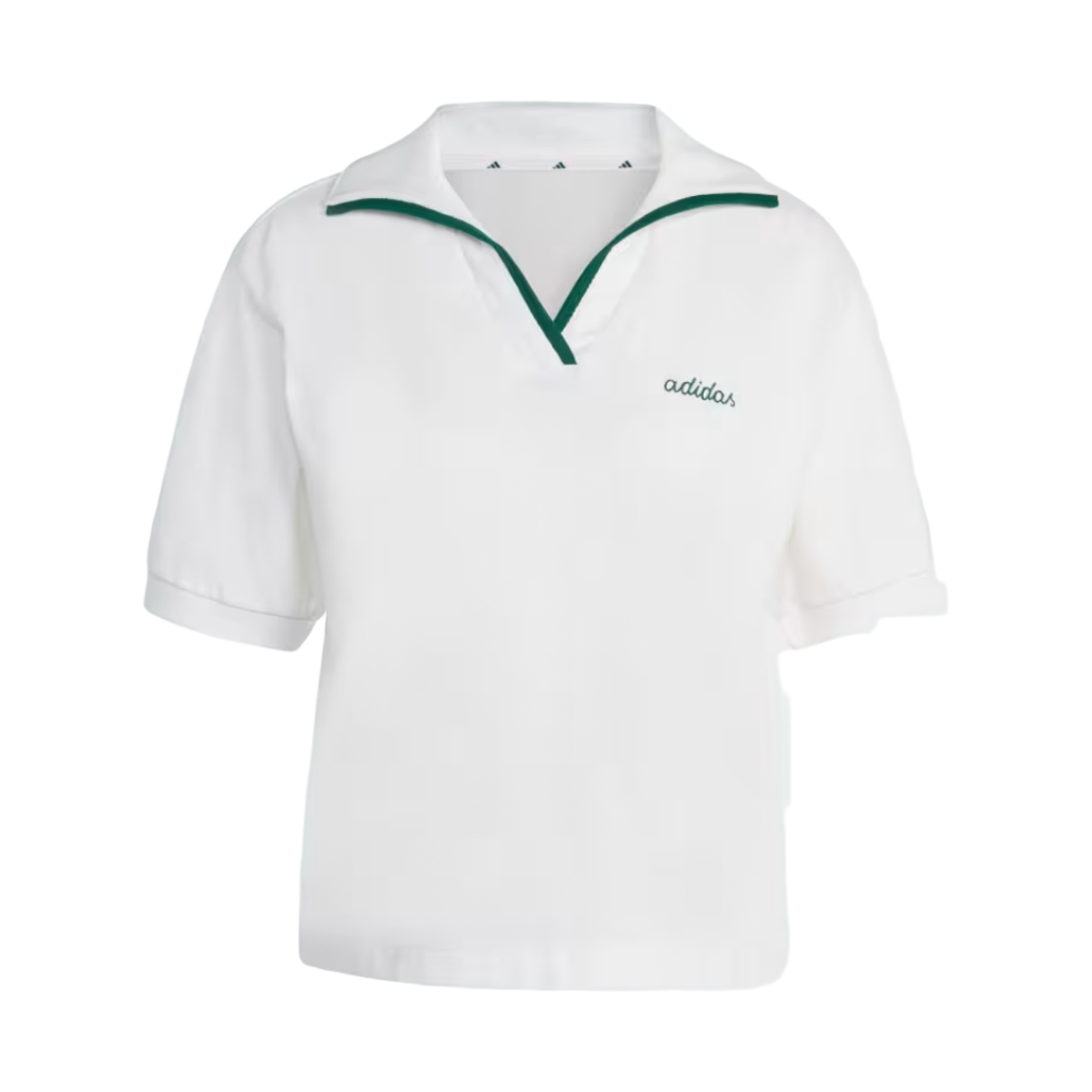 JZ0191 (W) Adidas Seasonal Essentials Colourpop Embroidered Graphic Polo White Collegiate Green - KR Sizing