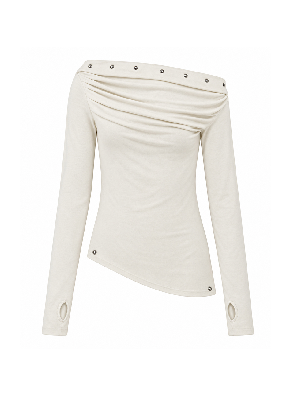 A26FW3032WH ARCMOOR Earth Oblique Shirring Top White