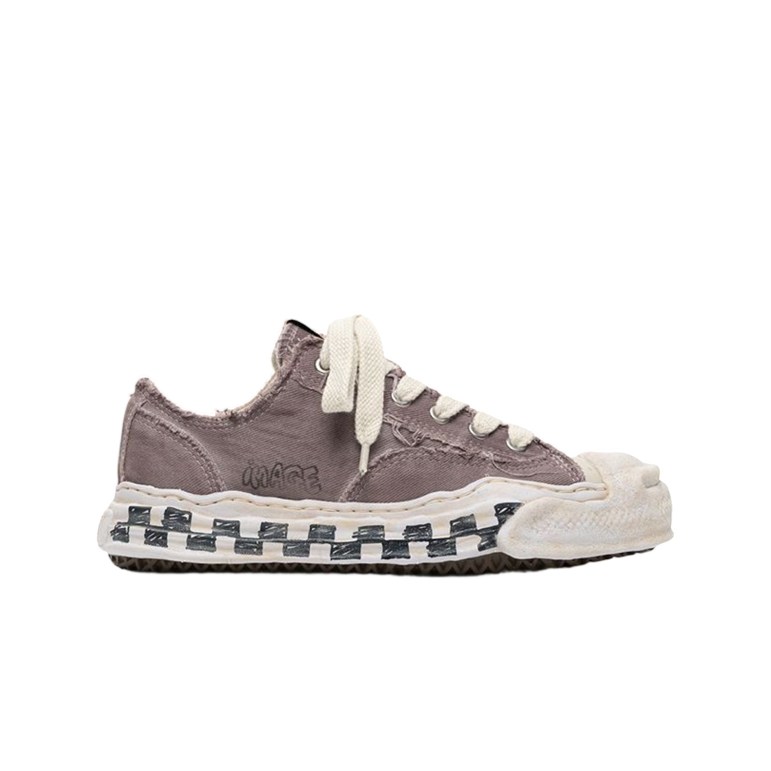 A17FW734-GRAY Mihara Yasuhiro Hank OG Graffiti Check Sole Canvas Low-Top Sneakers Gray