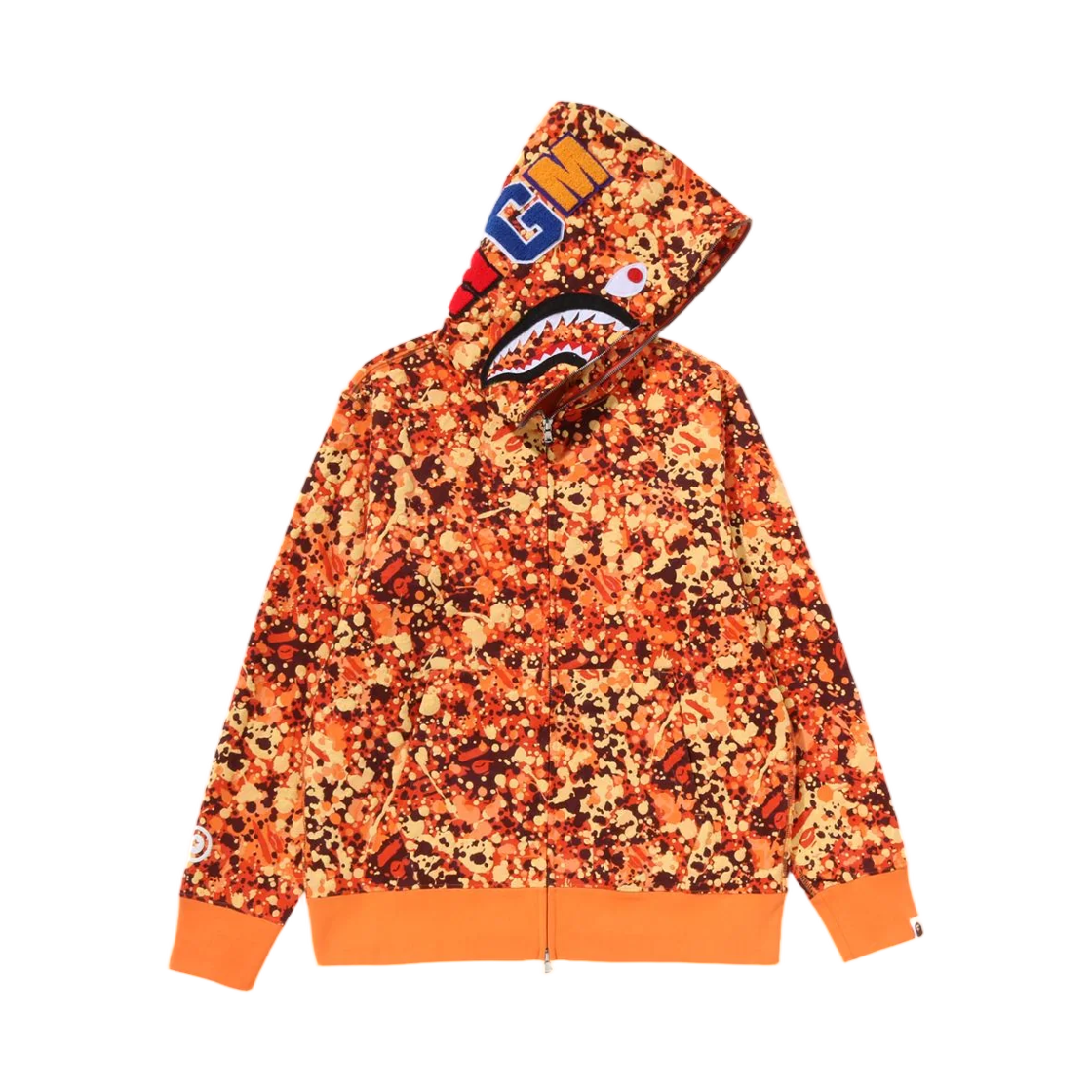 - BAPE Splash Camo Shark Full Zip Hoodie Orange