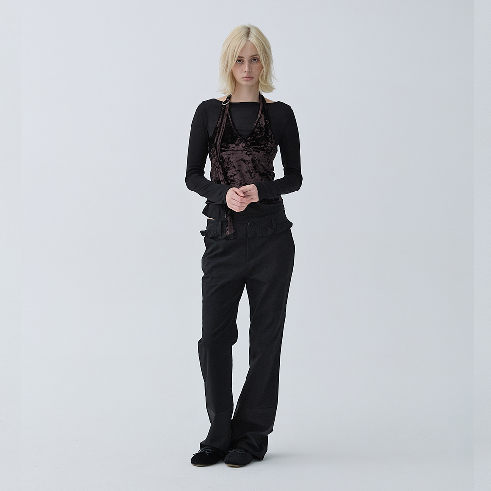 아크무어 러플 헴 부츠컷 블랙진 블랙(ARCMOOR Ruffle Hem Bootcut Black Jeans Black) - 6