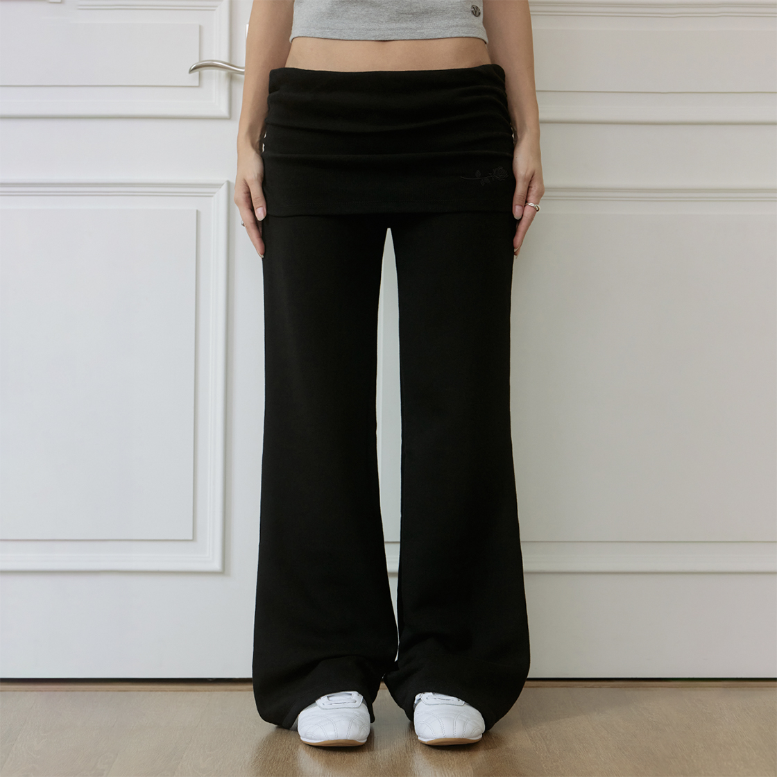 로제프란츠 셔링 웨이스트밴드 턴업 팬츠 [블랙](Rosefrantz Shirring Waistband Turn-Up Pants [Black]) - 2