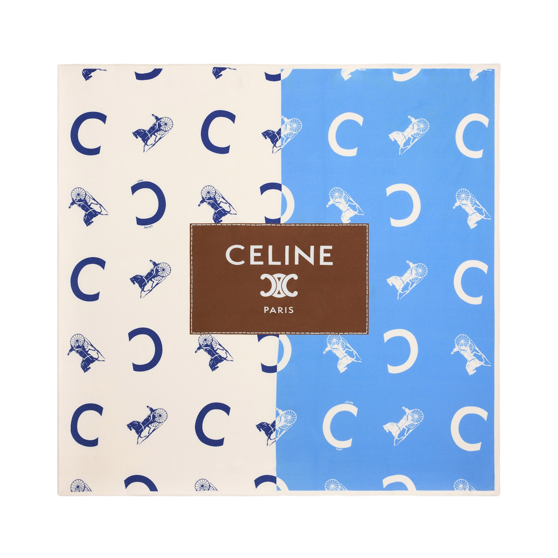 2AW902R45-GLP3 (W) Celine Stamp C Caleche Foulard 90 Off White Blue Sky