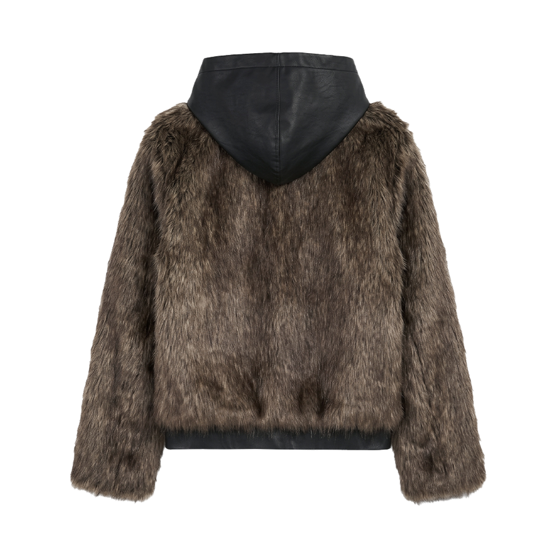분트 퍼지 레더 퍼 후드 집업 브라운(VOONT Fuzzy Leather Fur Hood Zip-Up (BROWN)) - 2