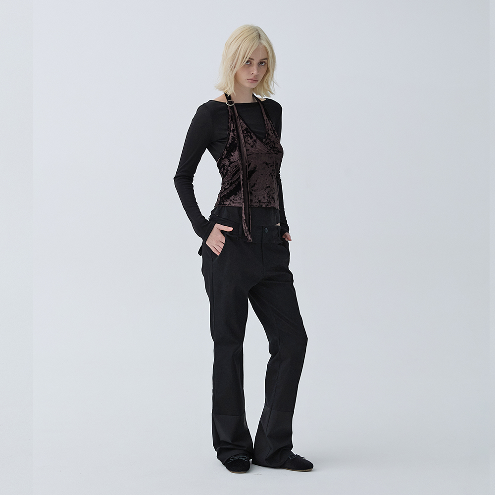 아크무어 러플 헴 부츠컷 블랙진 블랙(ARCMOOR Ruffle Hem Bootcut Black Jeans Black) - 3