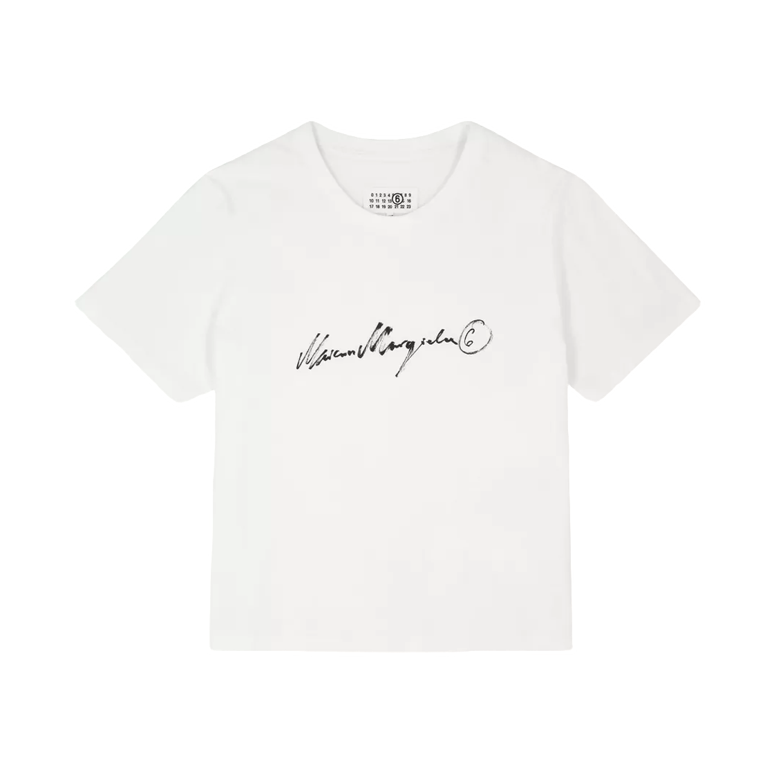 S52GC0368M20258101 (W) MM6 Maison Margiela Overdyed Handwritten Print T-Shirt White