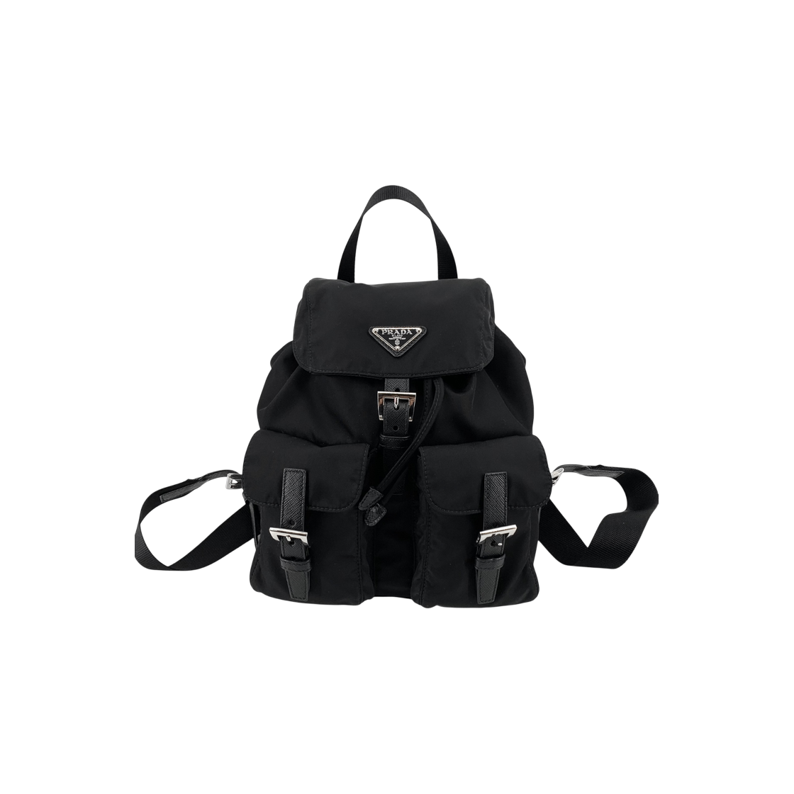 IT79NOEWUTBN Prada Nylon Triangle Logo Backpack Black